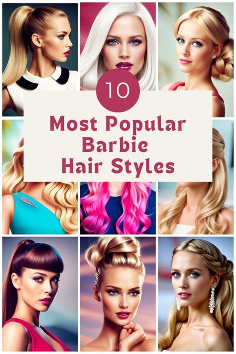 The 10 Most Popular Barbie Hair Styles To Try - Shop The Style Short Hair Barbie Hairstyle, Barbie Hair Inspiration, Barbie Hairstyles Real Life Hair, Barbie Hair And Makeup, Barbie Hair Ideas, Barbie Hair Styles, Barbie Hairstyles Real Life, Barbie Inspired Hair, Barbie Inspired Hairstyles