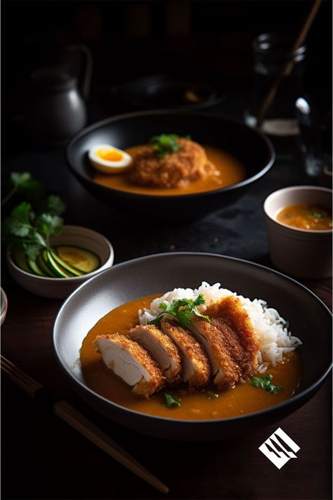 Crispy Chicken Katsu Curry with Fragrant Japanese Curry Sauce – santokuknives Curry Chicken Photography, Katsu Curry Photography, Japanese Curry Photography, Ramen Food Photography, Chicken Curry Photography, Curry Food Photography, Bun Photoshoot, Curry Plating, Japanese Curry Chicken