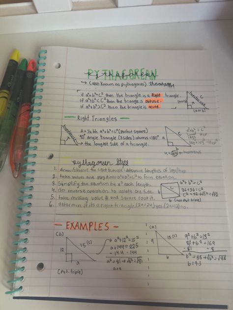 Algebra 2 :Pythagorus theorem notes #handwriting Freshman Algebra Notes, Algebra Study Notes, Algebra 2 Notes Aesthetic, Pre Algebra Notes, Avid Notes, Algebra 2 Notes, Algebra 1 Notes, Maths Trigonometry, Math Motivation