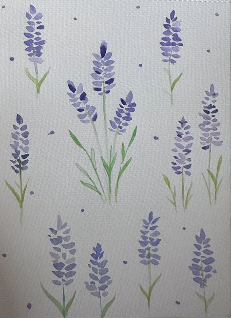 Watercolor painting Wall Stamp Painting Diy, Easy Lavender Painting, Lavender Canvas Painting, Lavender Painting, Lavender Paint, Lilac Painting, Lavender Watercolor, Painted Jewelry Boxes, Lavender Aesthetic