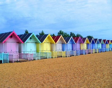 beach cabanas in Essex, England Beach Cabanas, Essex England, British Seaside, Beach Cabana, Interior Vintage, Woven Furniture, Beach Huts, Furniture Luxury, Beach Hut