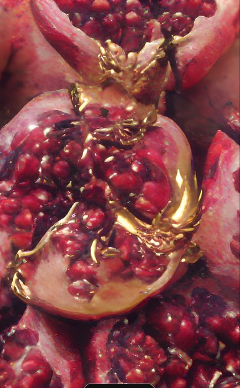 Hades And Persephone Pomegranate, Rosh Hashanah Aesthetic, Hades Persephone Art, Persephone Goddess Aesthetic, Red Goddess Aesthetic, Cthonic Aesthetic, Hades Persephone Aesthetic, Pomegranate Aesthetic Wallpaper, Persephone Pomegranate Aesthetic