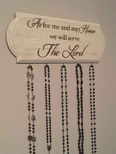 Rosary Holder Wall Diy, Rosary Holder Diy, Rosary Hanger Diy, Rosary Holder Wall, Rosary Hanger, Rosary Holder, Home Altar Catholic, Prayer Room Ideas, Altar Design