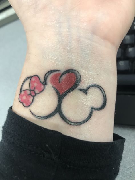 Minnie Mouse Tattoo For Women, Mickey And Mini Mouse Tattoo, Mickey And Minnie Tattoos Couples, Mickey And Minnie Tattoos Small, Mickey Minnie Tattoo, Mickey And Minnie Tattoo, Mickey Mouse Tattoo Ideas, Disney Couple Tattoos, Mickey And Minnie Tattoos