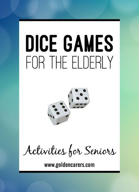 Dice Games for the Elderly: Dice games are fun and versatile! They provide social opportunities and stimulate the senses. There are hundreds of easy and entertaining dice games that can be enjoyed. Games For The Elderly, Games For Senior Citizens, Senior Living Activities, Activities For Seniors, Alzheimers Activities, Nursing Home Activities, Senior Games, Elderly Activities, Activity Director