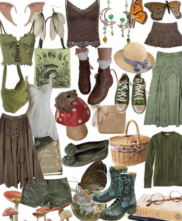 green witch/cottage core Outfit | ShopLook Cottage Core Green Outfit, Goblin Cottage Core, Green Witch Clothing Aesthetic, Alt Cottage Core Outfits, Green Cottage Core Outfit, Jade Core Outfits, Which Core Outfits, Moss Core Aesthetic Outfits, Cottage Core Grunge Aesthetic