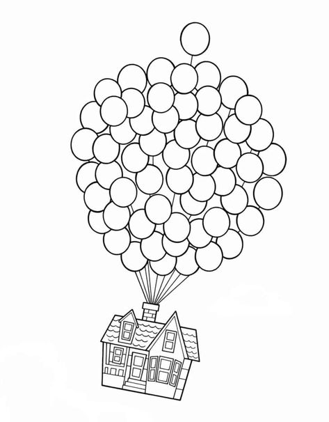 UP Themed Classroom - Cricut uploading images to Design Space Pixar Coloring Pages, Fingerprint Balloons, Disney Up House, Fargelegging For Barn, Balloon Template, House Colouring Pages, Disney Up, صفحات التلوين, Pola Sulam