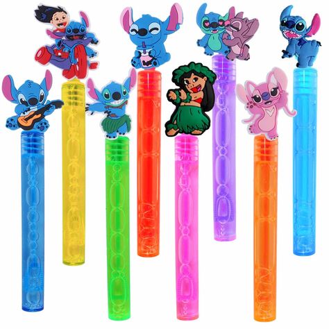 PRICES MAY VARY. Lilo Stitch Bubbles :Each 24 pcs lilo stitch Bubbles, in 8 style of random lilo stitch.Cute Lilo Stitch theme design supplies different fun for kids. Special design:every bubble wand with 8 different lilo stitch ,No child can resist the unique charm of lilo stitch bubble wand. Party Favor: This bubble set is suitable for lilo stitch theme parties, pool parties,birthdays party and wedding parties etc. It is very interesting and adds to the atmosphere. Gifts: It is a perfect gift Stitch Birthday Gifts, Lilo And Stitch First Birthday Party, Stitch Bday Party, Bubble Wand Party Favor, Stitch Party Favors, Stitch And Angel Birthday Party, Stitch Party Ideas, Stitch Theme Party, Stitch Party Decorations