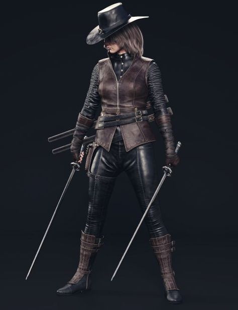 dForce Blood Hunter Outfit for Genesis 9 D&d Bounty Hunter, Female Hunter Outfit, Fantasy Hunter Outfit, Female Bounty Hunter, Blood Hunter, Female Hunter, Hunter Girl, Uniform Costume, Hunter Outfit