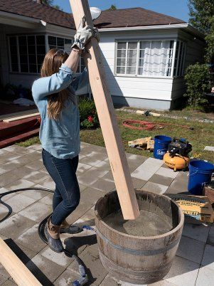 How to Make Planter Posts for String Lights | HGTV Garden Prepping, Lights Patio, Cement Patio, Diy String Lights, Concrete Patios, Patio Pergola, Budget Patio, Front Patio, Diy Deck