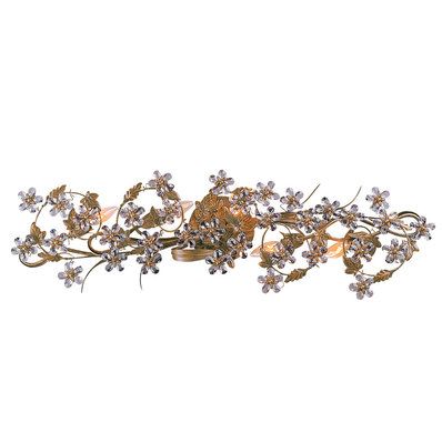 Vintage Style Crystal Flowers Bath Strip - 5 light Crystal Bathroom, Gold Vanity, Crystorama Lighting, Crystal Bath, Wrought Iron Chandeliers, Bathroom Furniture Vanity, Iron Chandeliers, Traditional Chandelier, Bathroom Wall Lights