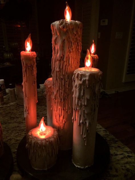 Finished creepy candles! Haunted Ballroom, Creepy Candle, Chilli Mussels, Blood Candles, Creepy Candles, Spooky Photos, Still Life Pictures, Top Aesthetic, Queen Room