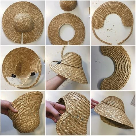 Regency Straw Bonnet, Diy Regency Bonnet, Victorian Bonnet Pattern, How To Make A Bonnet, Diy Sunhat, Diy Straw Hat, Vintage Hat Pattern, Diy Bonnet, Straw Hat Diy