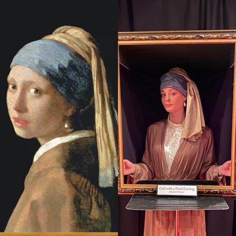 Girl With A Pearl Earring Costume, Girl With Pearl Earring Costume, Girl With The Pearl Earring Costume, Pearl Earrings Outfit, Cutesy Halloween, Girl With The Pearl Earring, Costumes 2023, Pearl Costume, Girl With Pearl Earring