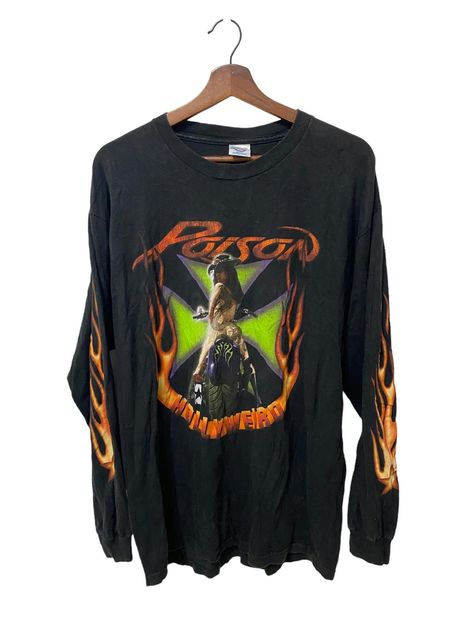 Vintage Vintage Poison Band Hollyweird Album Promo tee | Grailed Helloween Band, Airbrush Artwork, Poison Band, Wwe T Shirts, Badass Outfit, Rock T Shirt, Vintage Band Tees, Unique Outfit, Tour Merch