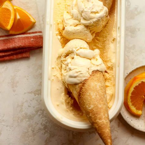 Creamsicle Ice Cream Recipe Recipes For A Snack, Orange Creamsicle Ice Cream Recipe, Creamsicle Ice Cream Recipe, Orange Ice Cream Recipe, Orange Creamsicle Ice Cream, Kitchen Aid Ice Cream Recipes, Creamsicle Ice Cream, Pie And Ice Cream, Kitchen Aid Ice Cream