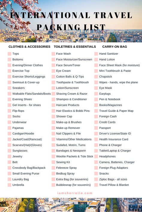 Around The World Packing List, 3 Week Packing List, Overseas Packing List, International Travel Packing List, Plane Bag, International Packing List, Paris In 4 Days, Study Abroad Packing List, Study Abroad Packing