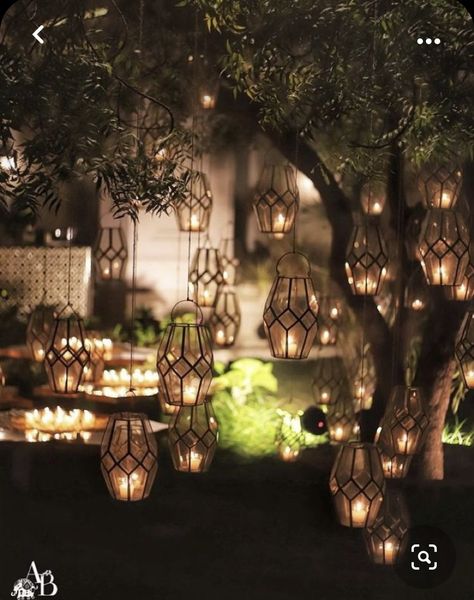 Garden Decoration Ideas, Forest Theme Wedding, Enchanted Forest Wedding, Garden Wallpaper, Dark Wedding, Glass Lantern, Forest Wedding, Sleeve Tattoo, Hanging Lanterns