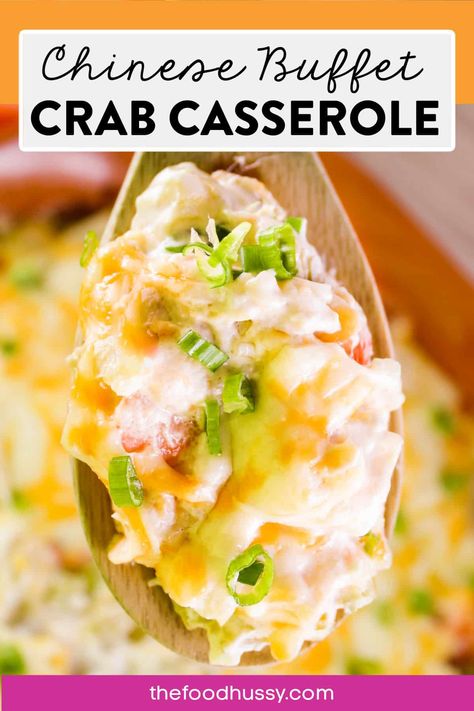 Cheesy Crab Chinese Buffet, Baked Crab Salad, Crab Hotdish, Chinese Food Recipes Crab Meat, Healthy Delicious Casserole Recipes, Chinese Buffet Cheesy Crab Casserole, Crab Brunch Casserole, Chinese Buffet Seafood Bake, Crab Chinese Recipes