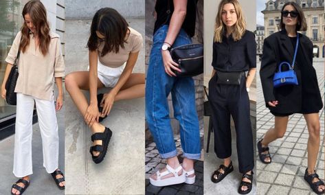 Black Flatform Sandal Outfit, Outfit Ideas With Platform Sandals, How To Wear Chunky Sandals, Cushionaire Sandals Outfits, Flatform Sandals Outfit Summer, Black Platform Sandals Outfit Summer, Platform Teva Outfit, Chunky Slides Outfit, Teva Platform Sandals Outfit