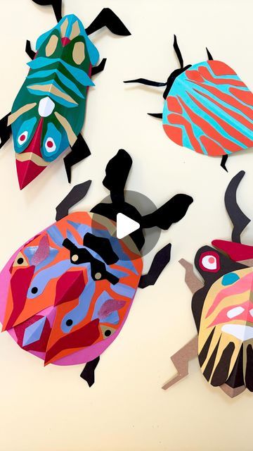 Little Artists | Art Education projects with a difference on Instagram: "Something fun for a Sunday ✂️🌈🪲 try our folded paper beetle project, perfect for learning about pattern, symmetry, shape & colour. The outcomes are so precious too! We have templates for these beetles available to subscribers in our online classroom, along with an easy to follow video tutorial. Suitable for children aged 7 and up. Join us now 🧑🏼‍🎨🌈🎨🪲 #thelittleartistsroom" Shape Art Projects Middle School, Symmetry Art Projects, Paper Beetle, Art Education Projects, Symmetry Art, Online Classroom, Folded Paper, Middle School Art, Graphic Design Fun