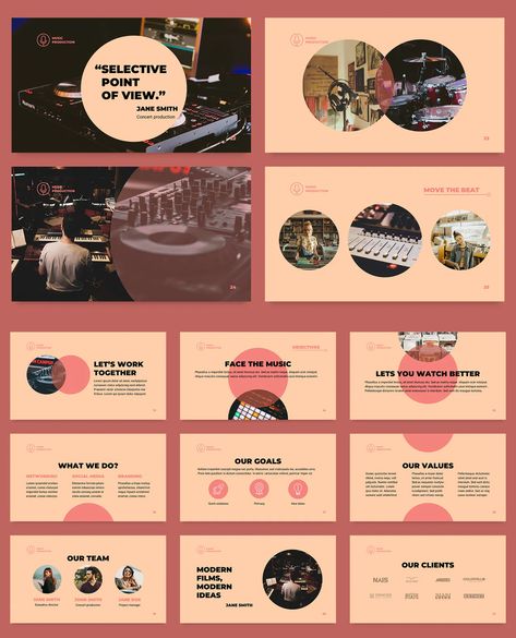 Music Production PowerPoint Presentation Template - 50 Slides Music Powerpoint Template, Music Presentation Design, Slide Show Design, Music School Design, Creative Presentation Design, Yoga Cafe, Music Powerpoint, Music Presentation, Presentation Music