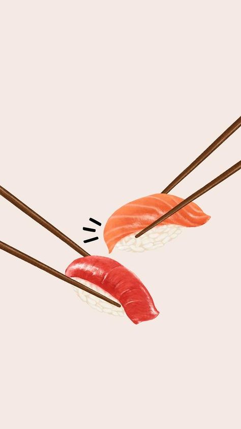 Salmon sushi phone wallpaper, Japanese food illustration | premium image by rawpixel.com / Aum Japanese Food Background, Sushi Drawing Illustration, Sushi Illustration Art, Sushi Wallpaper Iphone, Sushi Aesthetic Art, Sushi Illustration Graphics, Cute Sushi Wallpaper, Sushi Art Illustration, Phone Wallpaper Japanese