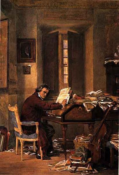 Ludwig van Beethoven 1770-1828.  My favorite composer.  I grew up with a print of this picture in our house.  Memories. Beethoven Art, Beethoven Quotes, Circle Of Fifths, Classical Art Memes, Ludwig Van Beethoven, Romantic Period, Classical Musicians, Classical Period, 19th Century Paintings