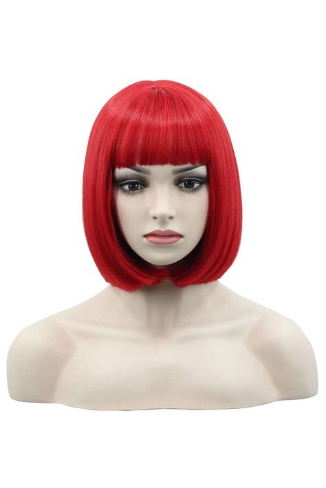 WildCos Short 12 Inches Straight Synthetic Cosplay Wig for Women (Red) Cosplay Wig, Cosplay Wigs, Wig Hairstyles, Beauty And Personal Care, Wigs, Hairstyles, Personal Care, For Women, Hair Styles