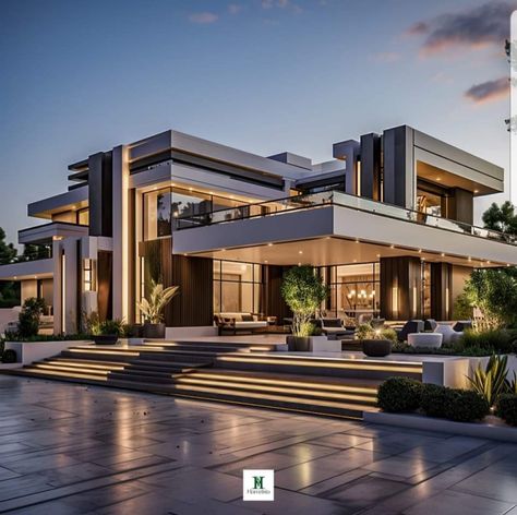 Luxury Modern Homes Exterior, Modern Mansion Luxury, Luxury Villa Modern, Dream House Pictures, Winter House Exterior, Luxury Villa Design, Prefab Home, Luxury Houses Mansions, Modern Villa Design