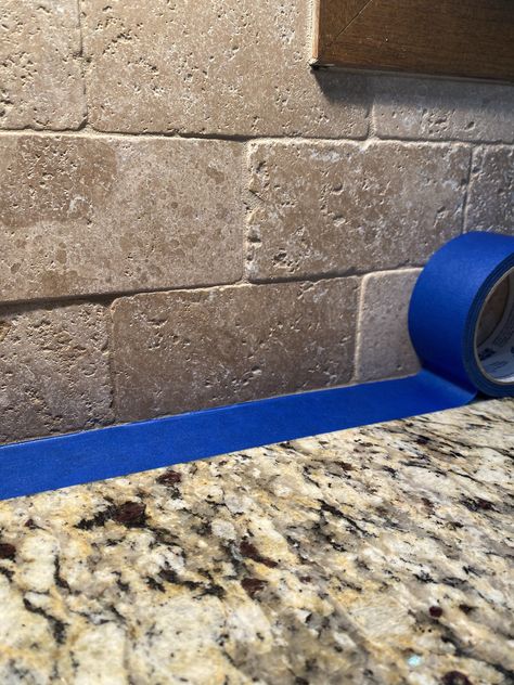 Backsplash Redo Cheap, How To Paint Slate Tile Backsplash, Remove Old Backsplash Tile, Change Backsplash Tile, Tumbled Tile Backsplash, Blue Stone Backsplash, How To Paint Backsplash Tile Kitchens, Diy Painted Backsplash Kitchen, Can You Paint Stone Backsplash