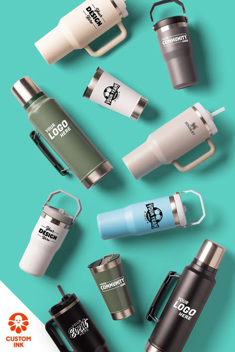 The internet’s favorite tumbler is finally here! Put your group’s twist on this trending tumbler and other sustainable drinkware options from Stanley. Promotional Items For Business, Swag Items, Company Swag, Corporate Giveaways, Arabic Decor, Swag Ideas, Corporate Christmas Gifts, Custom Stanley, Giveaway Gifts