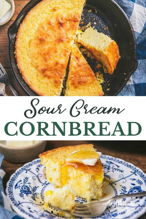 Cornbread With Creamed Corn, Cream Corn Bread, Cream Cornbread, Sour Cream Cornbread, Creamed Corn Cornbread, Southern Cornbread Recipe, Best Cornbread Recipe, Cornbread With Corn, Make Sour Cream