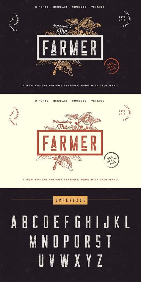 Font Ideas, Vintage Logos, Font Typography, Logos Ideas, Typeface Font, Font Graphic, Font Inspiration, Graphic Design Fonts, The Farmer