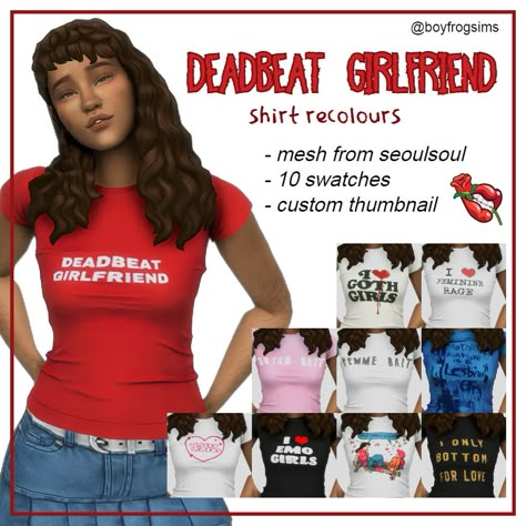 deadbeat girlfriend shirt recolour Sims 4 Sapphic Cc, Sims 4 Cc Pride Flag, Sims 4 Cc Masc Clothes, Sims 4 Cc Funny Shirts, Sims 4 Polo Shirt Cc, Sims 4 Cc Lesbian Clothes, Sims 4 Street Wear Cc, Sims 4 Cc Masc Lesbian Clothes, Sims 4 Cc Masc Female Clothes