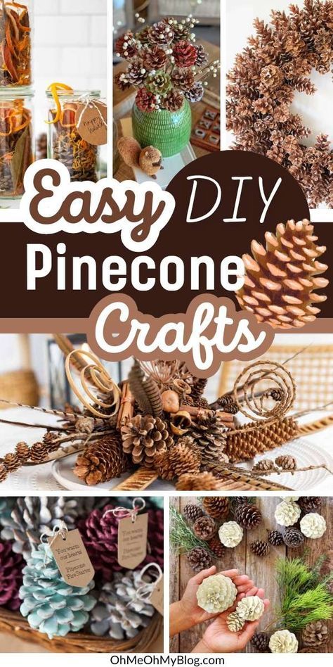 14 Easy DIY Pinecone Crafts for Fall • OhMeOhMy Blog Pine Cone Crafts Pinecone Decor, Large Pinecone Crafts, Pinecone Decorations Diy, Crafts With Pinecones, Nature Crafts For Adults Diy, Diy Pinecone Crafts, Nature Crafts For Adults, Pine Crafts, Pinecone Projects