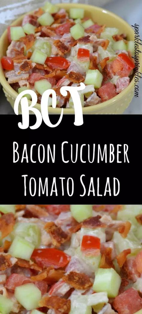 Bacon Cucumber Tomato Salad, Big Cucumber Recipes, Best Cucumber Recipes, Things To Do With Tomatoes, Things To Make With Cucumbers, Recipes For Cucumbers, Cucumbers Recipes, Cucumber And Tomato Salad, Salad Bacon