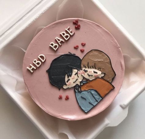 Mini Cake For Boyfriend, Cake Designs Funny, Boyfriend Cake, Kue Disney, Tårta Design, Birthday Cake For Boyfriend, Birthday Cake Designs, Small Birthday Cakes, Cake For Boyfriend