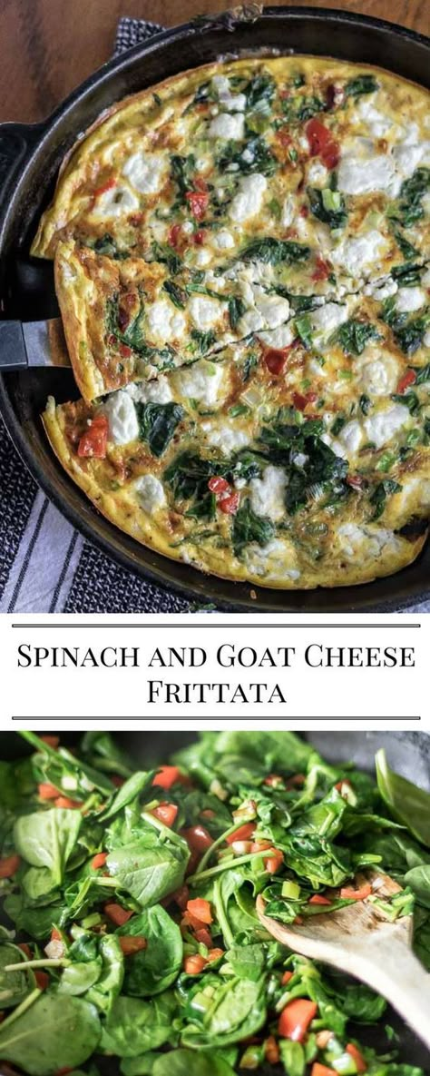 I love frittatas! They are quick, nutritious and packed full of veggies. Great for a quick dinner or a holiday morning breakfast or brunch.  Spinach and Goat Cheese Frittata Holiday Morning Breakfast, Spinach And Goat Cheese, Goat Cheese Frittata, Spinach Frittata, Goat Cheese Recipes, Holiday Morning, Cheese Frittata, Frittata Recipes, Chapati