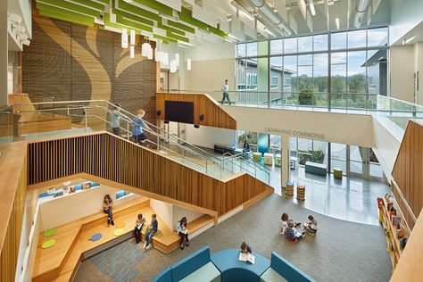 Stevens Creek Elementary School, Lake Stevens School District, Lake Stevens, Washington - NAC Architecture: Architects in Seattle & Spokane, Washington, Los Angeles, California Elementary School Interior Design, Future School Design, Elementary School Entrance, Middle School Architecture, Elementary School Cafeteria, Elementary School Design, Lake Stevens Washington, Elementary School Architecture, Preschool Library