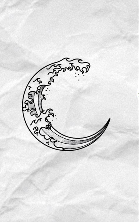 Ocean Eyes Tattoo, Wave Moon Tattoo, Ocean Moon Tattoo, Moon Water Tattoo, Moon Ocean Tattoo, Moon And Waves Tattoo, Ocean Tides, Body Image Art, Water Tattoo