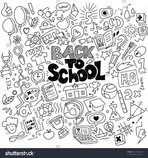 White Letters On Black Background, School Memories Drawing, English Doodles School, Study Doodles Drawings, Dream School Drawing, School Doodles Aesthetic, Study Symbols, Study Doodles, Back To School Doodles