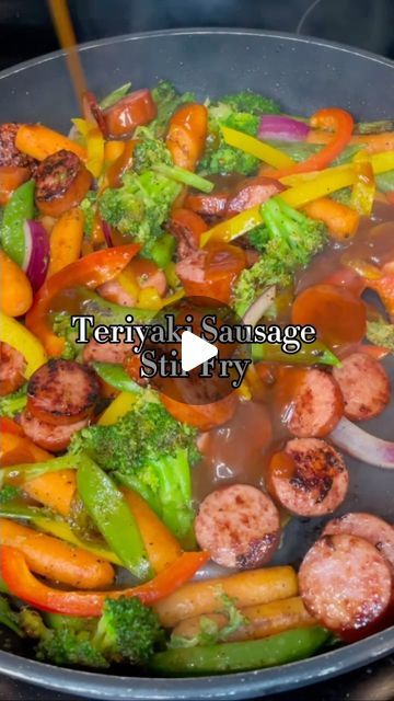 Kendall Taylor | Sausage Stir Fry  Quick dinner idea - Teriyaki sausage stir fry  This was quick & easy yet fulfilling meal.   Enjoy this over rice or as ... | Instagram Korean Sausage Stir Fry, Sausage Stir Fry Sauce, Sausage Stir Fry Recipes, Stir Fry With Sausage, Smoked Turkey Sausage Recipes, Kielbasa Stir Fry, Chicken Sausage Stir Fry, Smoked Sausage Rice, Sausage Stir Fry