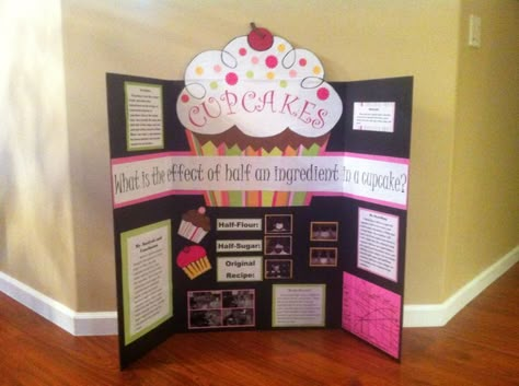 Grade Science Fair Project. Cupcake board design layout ideas. Science Fair Display Board, Science Fair Poster, Tri Fold Poster Board, Kids Science Fair Projects, Elementary Science Fair Projects, Tri Fold Poster, Science Fair Board, Science Fair Projects Boards, Science Boards