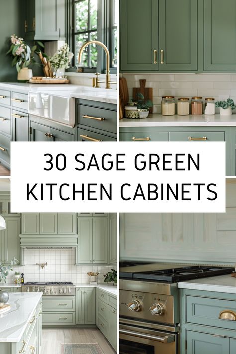 Explore 30 captivating sage green kitchen cabinet ideas that perfectly embody modern farmhouse aesthetics. These cabinets effortlessly combine contemporary elegance with rustic charm, adding a serene and inviting vibe to your kitchen space. Whether you're aiming for a cozy farmhouse feel or a sleek modern look, these inspirational cabinet ideas will surely ignite your creativity for your next renovation project. Green Kitchen Cabinet Colors, Green Kitchen Paint, Sage Green Cabinets, Sage Green Kitchen Cabinets, Green Kitchen Cabinet, Best Countertops, Sage Kitchen, Green Kitchen Designs, Kitchen Cabinet Color Ideas