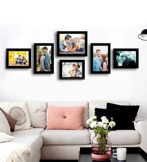 Dining Room Gallery Wall, Wall Photo Frame, Wood Collage, Online Photo Frames, Family Photo Wall, Black Bedroom Furniture, Photo Wall Decor, Family Photo Frames, Family Wall Decor