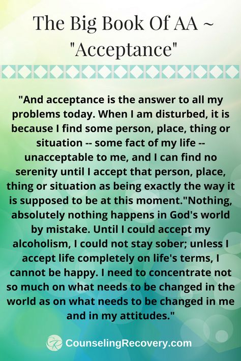 Acceptance In Recovery, Aa Prayers Recovery, 12 Traditions Of Aa, Big Book Aa Quotes, Big Book Quotes Aa, Aa Sayings Recovery, Step One Aa, Step 1 Aa, Aa Slogans Sayings