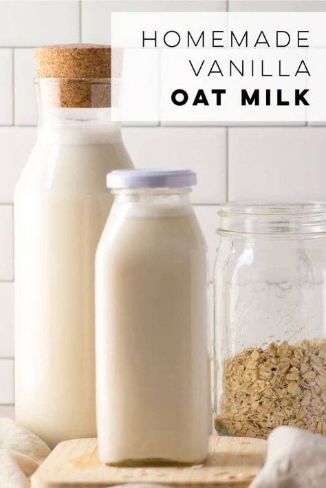 Homemade Vanilla Oat Milk! Make Oat Milk, Homemade Oat Milk, Oat Milk Recipe, How To Make Oats, Vegan Milk, Baskin Robbins, Vegetable Drinks, Nut Milk, Homemade Vanilla