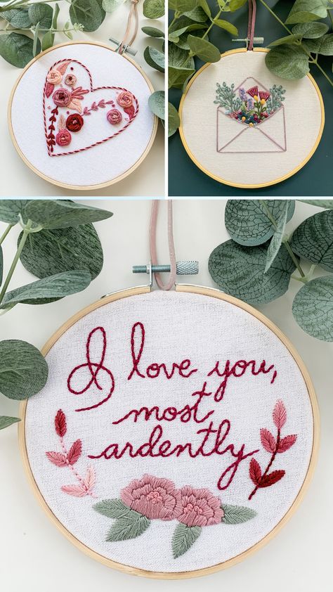 Embroidery Patterns Valentines Day, Valentine’s Day Embroidery, Valentines Embroidery Patterns, Valentines Day Embroidery, Valentines Embroidery, Valentines Embroidery Designs, Embroidery Things, Valentine Embroidery, Valentine's Decor