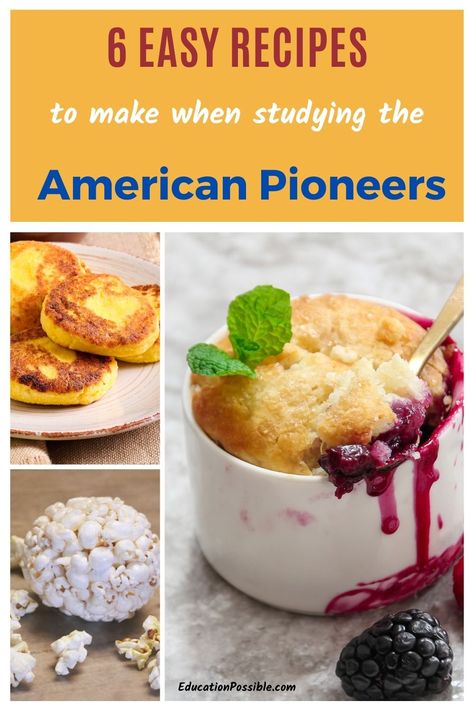 A fun way to add some hands-on activities to your American pioneer study is to make some period recipes with your tweens. Middle schoolers will enjoy seeing what those who traveled west ate on their journey and after they settled on the prairie. My kids thought it was great to cook johnnycakes as part of their American history studies. Pioneer Day Food, Pioneer Food, Period Recipes, Pioneer Day Activities, High School American History, Pioneer Foods, American History Activities, Pioneer Activities, Pioneer Recipes